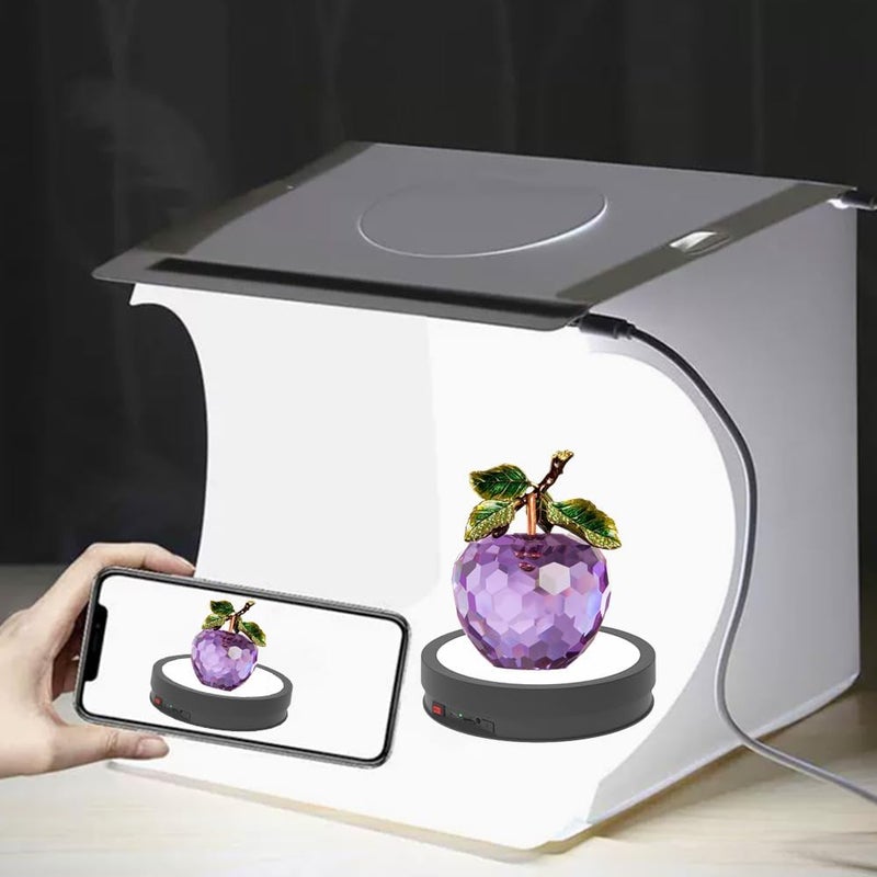 JAYEGT Variety Colors LED Light Non-Slip Rotating Display Stand , 66lbs Load, 360 Degree Photography Turntable for Glass Crystal Spherical Artwork (8.66inch / 6Color LED Light / Black / Wired) - Image 4